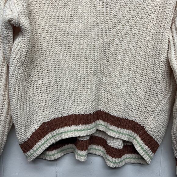 Rue 21 V-Neck Pullover Long Sleeve Women's Cream Academia Sweater Size Medium - Picture 4 of 9